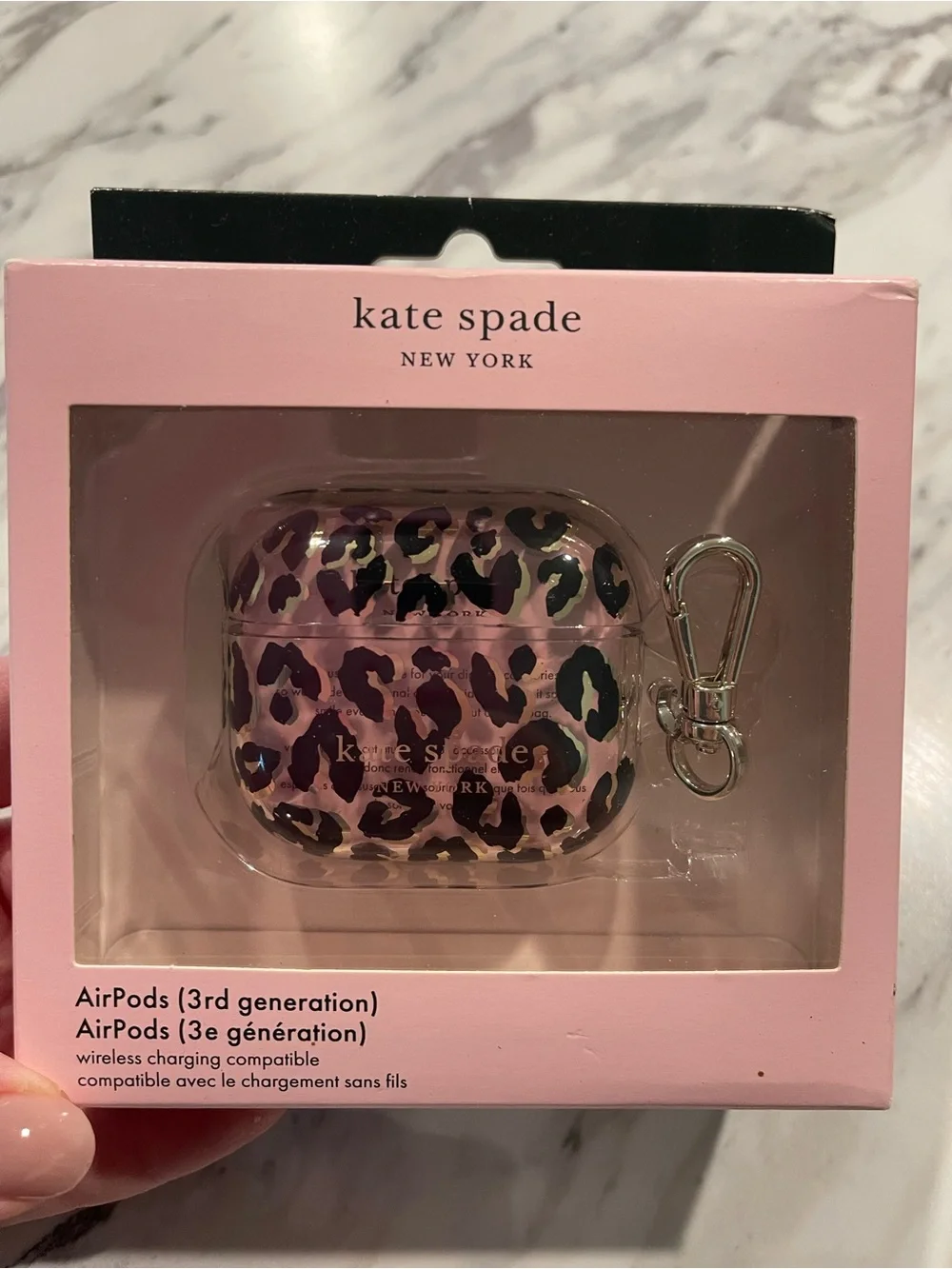 kate spade Pink Leopard Print AirPods (3rd Gen) Case with Clip